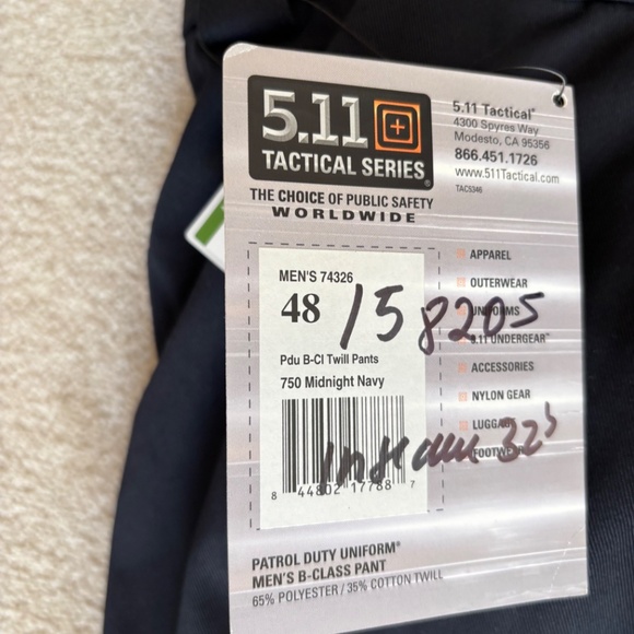 5.11 Tactical PDU B-Class Till Men's 48"x32", Navy, NWT - Picture 2 of 4